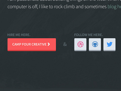 Personal site landing page button flat follow hire landing link portfolio shadow share social