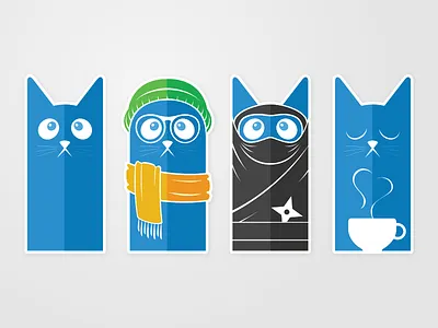 Kitties cats coffee hipster illustration kitties ninja