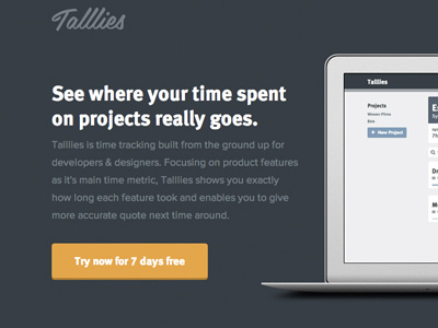 Talllies Time Tracking Landing html landing page time tracking