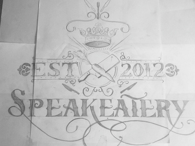 The Speakeatery blackandwhite design handlettering lettering restaurant sketch wheatpaste