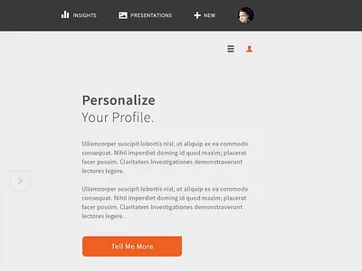 Minimal Nav button flat icons interactive navigation profile slider typography ui ux