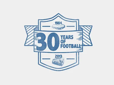 30 Years of Football in Indy 30 anniversary badge banner football stadium