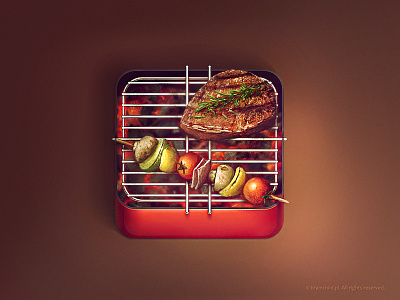 Grill iOS icon (2x) brainchild brainchild.pl concept art game icon game item grill icon icon designer ios ios icon rafal urbanski rafał urbański