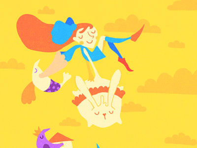 GIF 2: Animals Party animated gif bird bunny cloud frame by frame gif girl rabbit