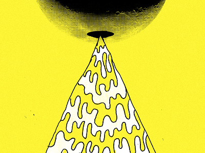 Moon Beam drawing halftone moon poster yellow