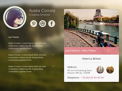 Profile Screen avatar checkin screen flat design interface design profile page user interface