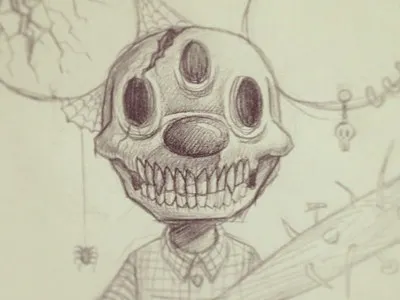 Mouse doodle drawing mouse pencil skeleton sketch