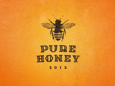 Pure Honey Label bee bruner design honey icon label logo mike