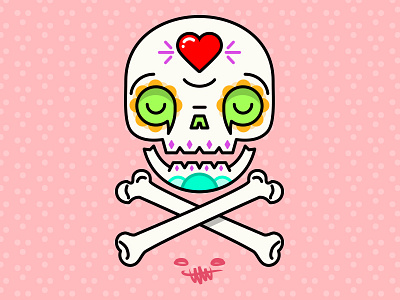 Corazón De Melón bold calaverita cute dayofthedead dia de los muertos heart mexico skull vector