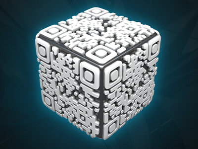 QR cube for splash 3d android blue dark qr code splash