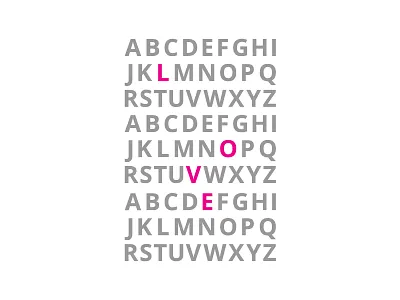 LOVE alphabet font grey love open sans pink typography wedding