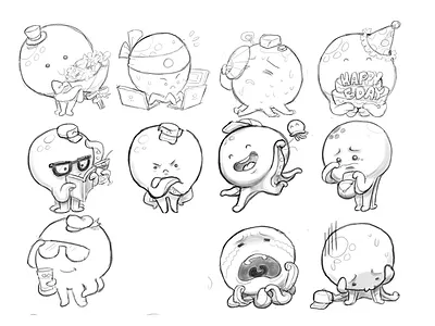 Ollie Sketch emoticon octopus path sketch sticker