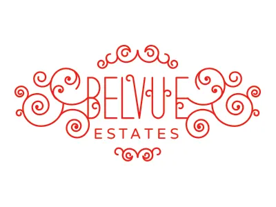 Belvue Estates curl estates logo red type