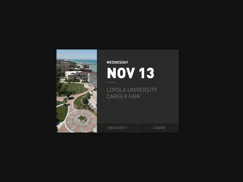 Event Card calendar card dark ui events