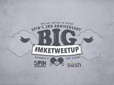 #MKETWEETUP bird clouds grey icon pingpong pong poster texture typography