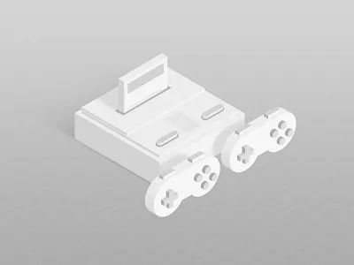 SNES controller grey illustration isometric nintendo snes videogames white