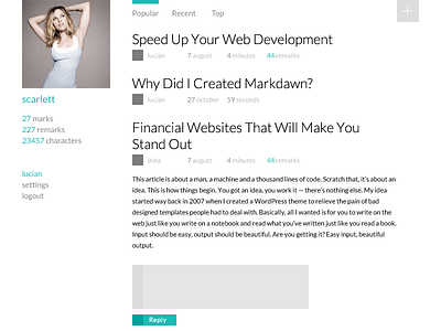 Markdawn application design interface network picture profile social web