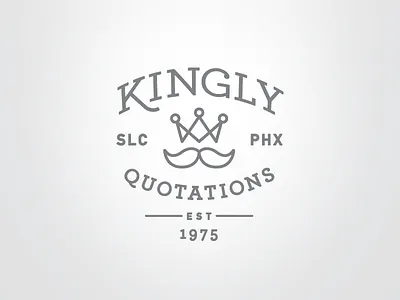 Kingly Quotations II badge crown king line art lockup logo monogram mustache slab