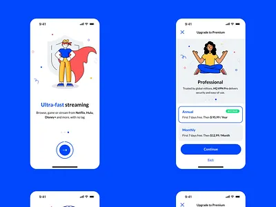 Mobile App design for virtual private network | HQ VPN animation app flat illustration graphic design illustration interface interface design it mobile mobile app product product design screen app ui ux uxui vector illustration vpn web design