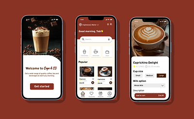 Cups & Co app UI design by klymax. app design coffee coffee app figma ui ui ux