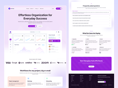 Task Management SaaS Landing Page - Actives branding design graphic design landing page logo saas saas landing page saas website task management ui user experience user interface ux ux design website design