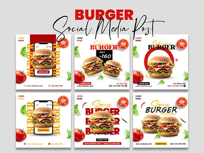 Burger Social Media Post/Ad Design advertising branding burger ad design burger social media post design creative design design facebook post fast food food graphic design illustration instagram post logo marketing print product design resturent social media template ui