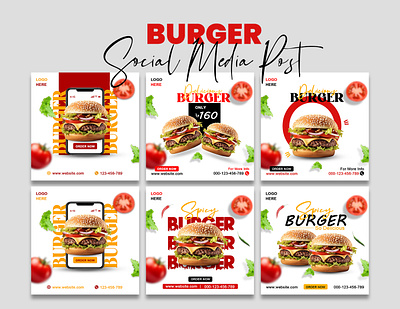 Burger Social Media Post/Ad Design advertising branding burger ad design burger social media post design creative design design facebook post fast food food graphic design illustration instagram post logo marketing print product design resturent social media template ui