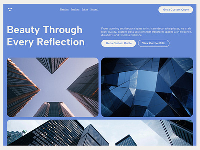 Glass Making Company Website app blue brand identity business corporate design first section glass hero block hero section holding home page identity modern typography ui webdesign website