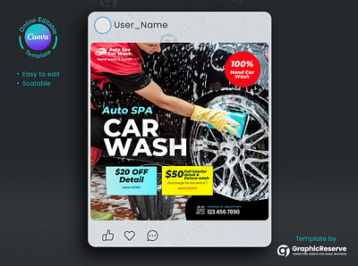 Auto SPA Car Wash Social Media Post – Editable Canva Template 🚗 car wash advertisement car wash marketing car wash marketing yard signs car wash offer yard signs car wash pricing design car wash pricing package design car wash yard sign templates car wash yard signs yard sign canva templates yard signs for car wash