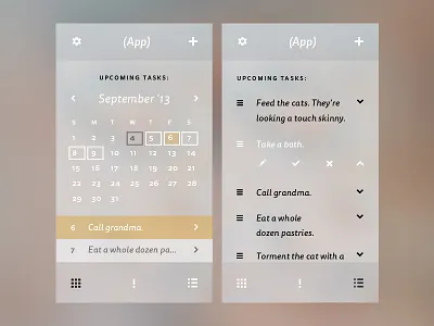 Task Screens app calendar icons list ui