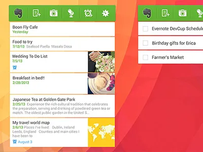 Evernote Android Widget android app gui interface ui ui design user interface widget