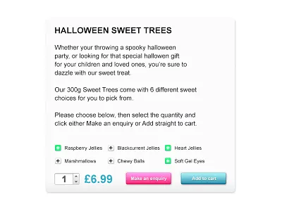 Cart Options add to cart cart options halloween make an enquiry shopping cart options