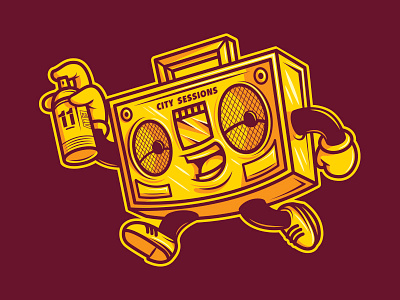Running Boombox boombox eleven hiphop illustration melbourne stereo