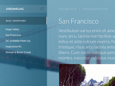 Something New adventures blog navigation subtle ui ux