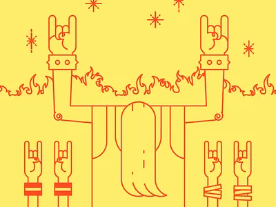 Metal flames headbanger line art metal vector