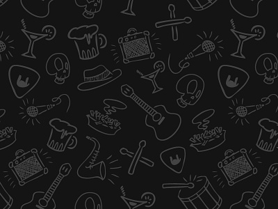 Echos - Custom Pattern dark food hand drawn icons music pattern skull