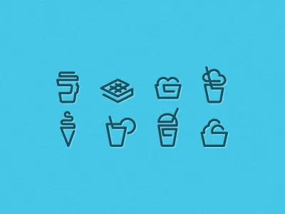 Ice & Friends Icon Set coffee fresh juice friends ice ice cream icon icon set line line icon shake smoothie waffle