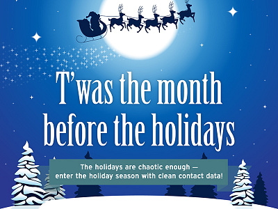 T'was the month before the holidays christmas contact data holiday illustration infographic merchants nighttime retailers trees vector winter winter scene