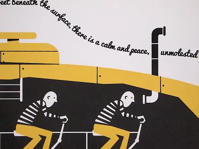 Bikesub screen print cycle illustration print screen submarine
