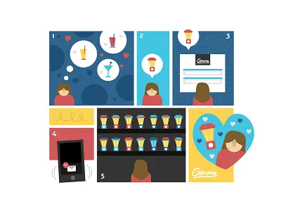 Gimme color comics flat gimme grid illustration shopping vector website