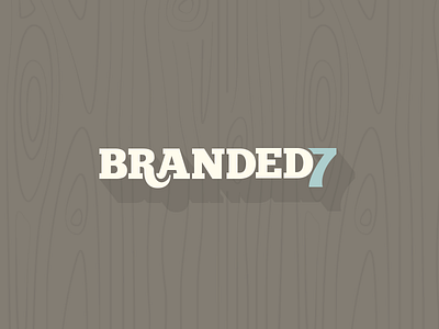 Branded7 Logotype blue brown grain logo long shadow type white