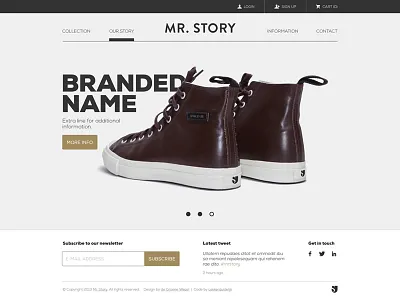 Mr Story homepage shoe webdesign