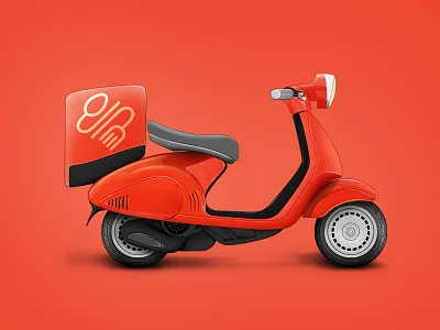 MyMenu delivery food icon illustration meal modep mymenu order red scooter service web