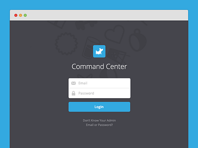 Belly Command Center Login admin belly blue clean dark email flat login open sans sign in