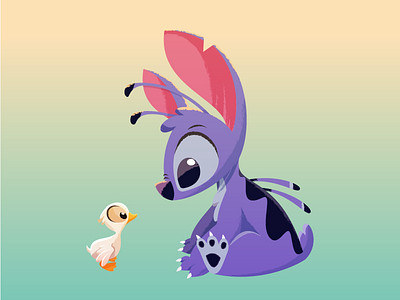 Disney's Stitch and the Ugly Duckling alien disney duck illustration ohana stitch