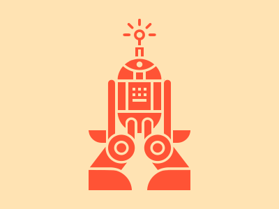 Dancing Robot android antenna computer cream dancing disco eye icon orange robot tape player tech