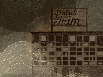 Hotel Grim design fog hotel illustration pencil smoke