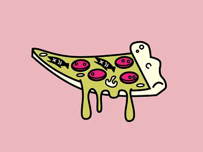 Garish Pizza eating food icon illustration mushrooms pepperoni pizza vector