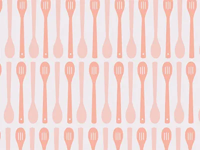 spoons coral feminine flat food girly lilac pattern