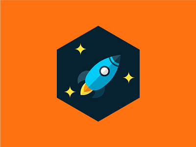 Exploration icon illustration orange rocket space spaceship star